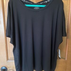 Cuddl Duds Black Short Sleeve Scoop Neck Pajama Top